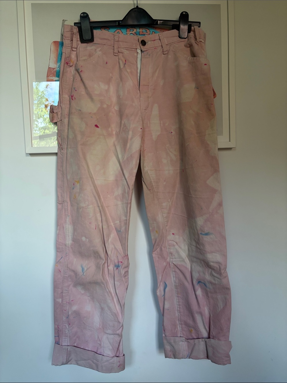 Dickies Pink Paint-Splatter Straight Leg Work Pants